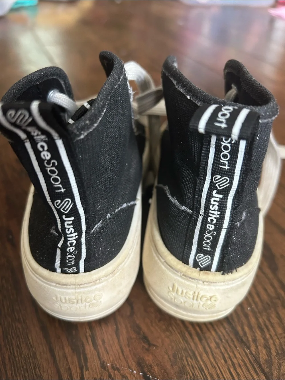 Justice Black and White High-Top Kids Sneakers